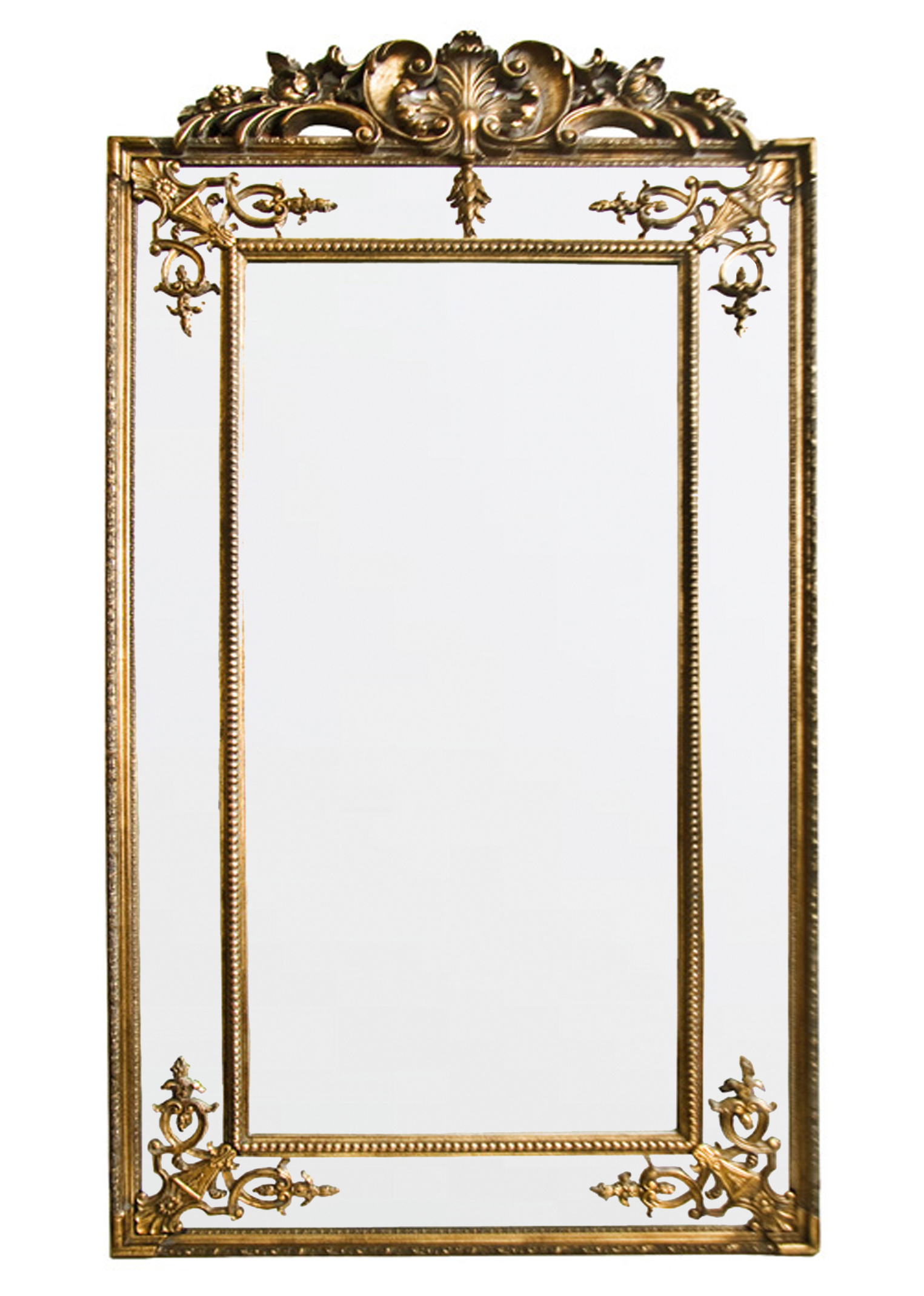 AF018G Wall décor art mirror gold classic ornate rectangular vertical large